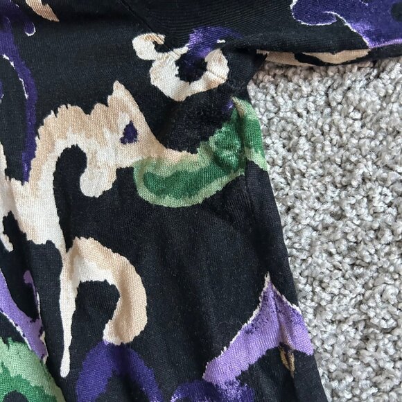 Chico's Woman's Sz Large Scroll Print Cardigan Sweater Ling Sleeve - Picture 8 of 11